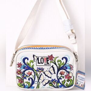 Brighton Butterfly Garden Crossbody Bag NWT Floral Canvas Small Purse
